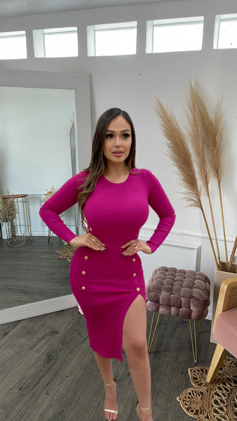 MADDIE MIDI DRESS- MAGENTA
