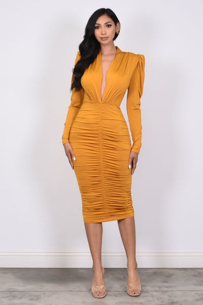 EMMA MIDI DRESS- MARIGOLD