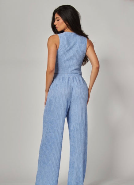 NATALIE VEST SET- BABY BLUE
