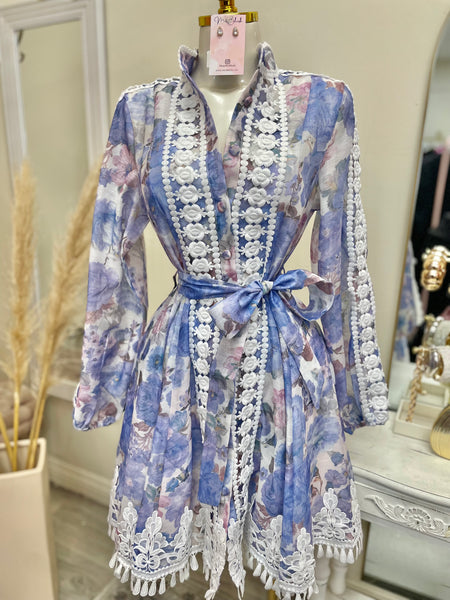 THE ALESSANDRA DRESS- LAVENDER/BLUE
