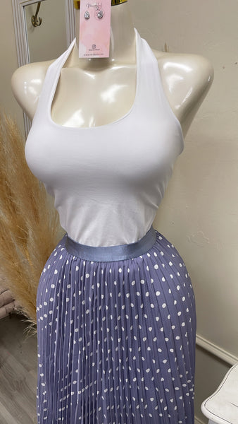POLKA DOT PLEATED SKIRT- LAVENDER