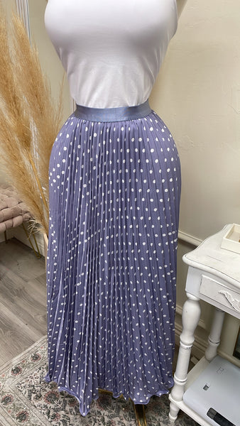 POLKA DOT PLEATED SKIRT- LAVENDER