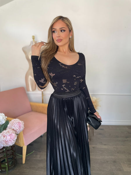 ISABELLE PLEATED SATIN MIDI