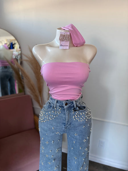 BARELY THERE TUBE TOP- PINK
