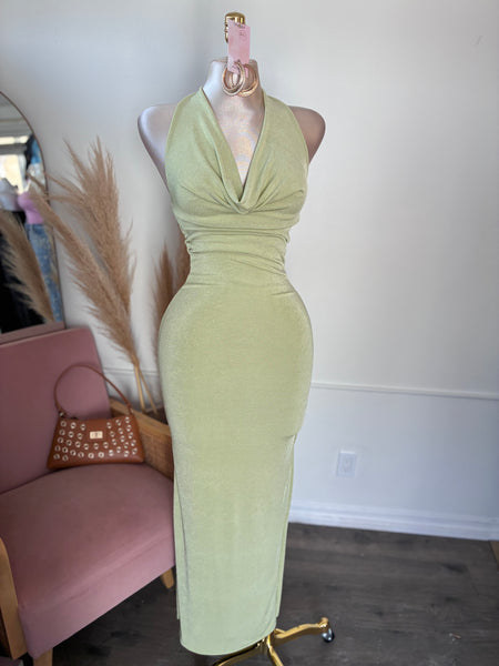 SAGE ALLURE COWL NECK DRESS
