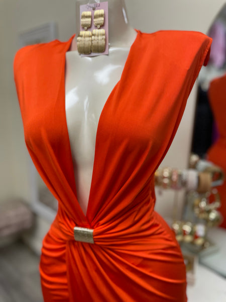 THE ALESSIA MIDI DRESS- ORANGE