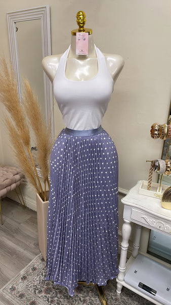 POLKA DOT PLEATED SKIRT- LAVENDER