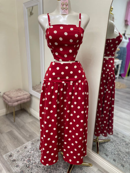 ELSIE POLKA DOT SET- RED