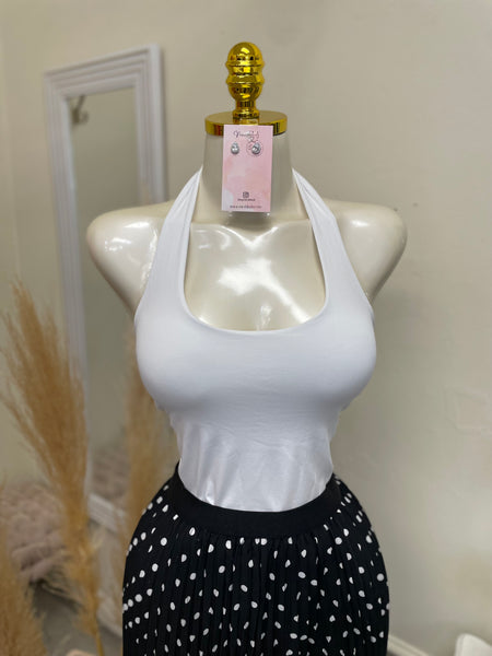 EMILEE HALTER TOP- WHITE