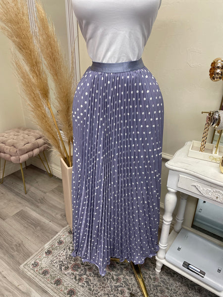POLKA DOT PLEATED SKIRT- LAVENDER