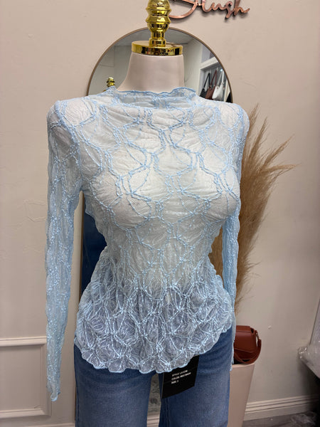 MIA LACE TOP- BABY BLUE