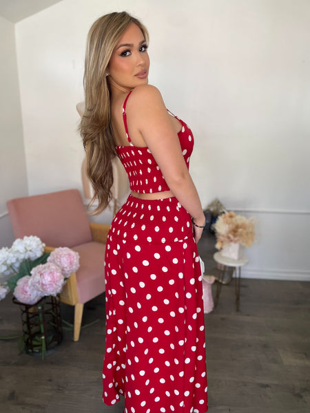 ELSIE POLKA DOT SET- RED