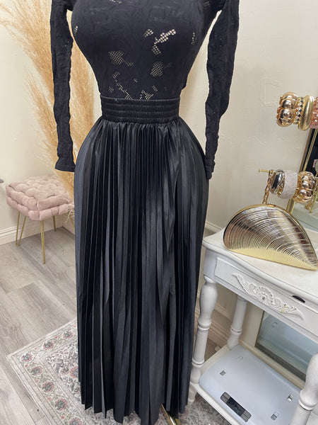 ISABELLE PLEATED SATIN MIDI