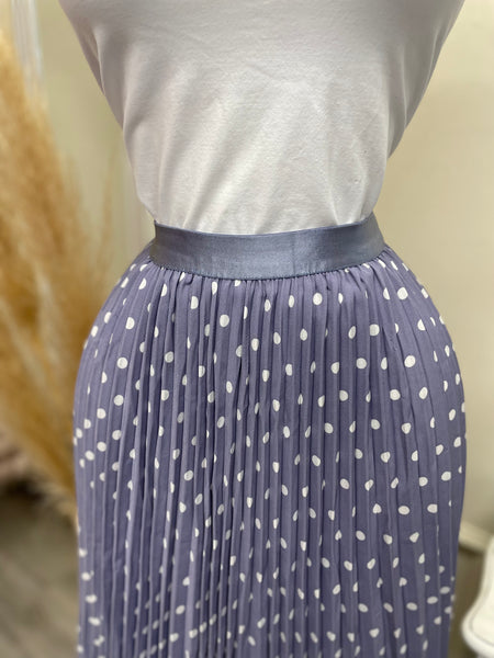 POLKA DOT PLEATED SKIRT- LAVENDER