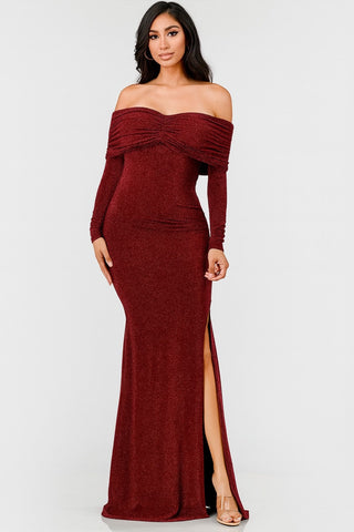 EMERIE SPARKLE GOWN- BURGUNDY