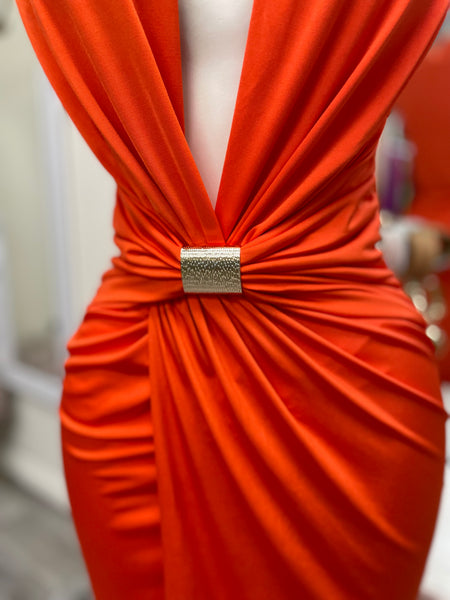 THE ALESSIA MIDI DRESS- ORANGE