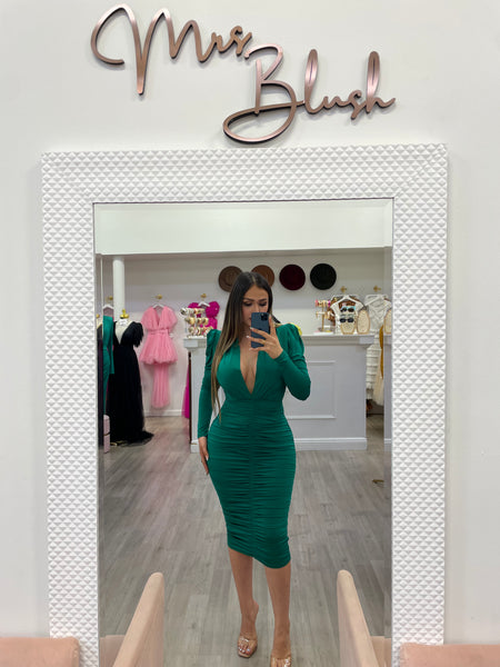 EMMA MIDI DRESS- GREEN