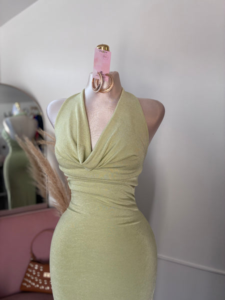 SAGE ALLURE COWL NECK DRESS