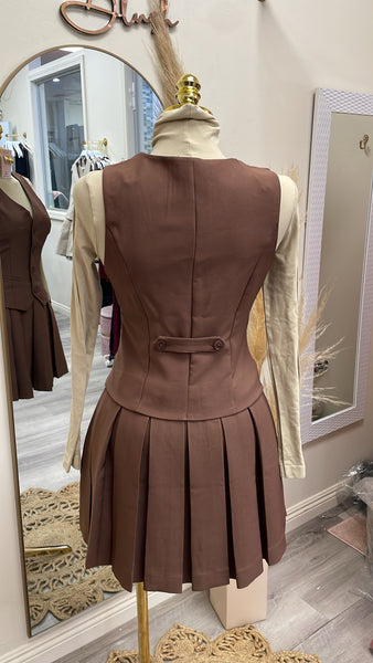THE CAMILLE VEST DRESS- CHOCOLATE