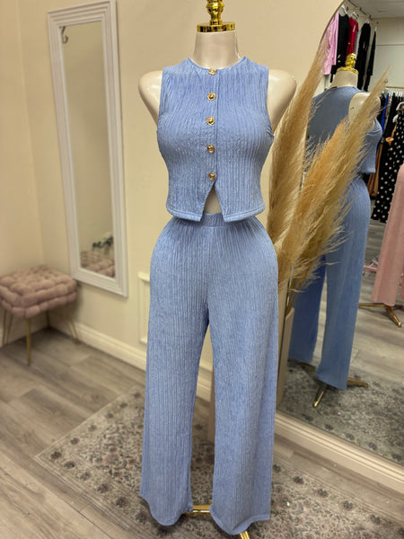 NATALIE VEST SET- BABY BLUE