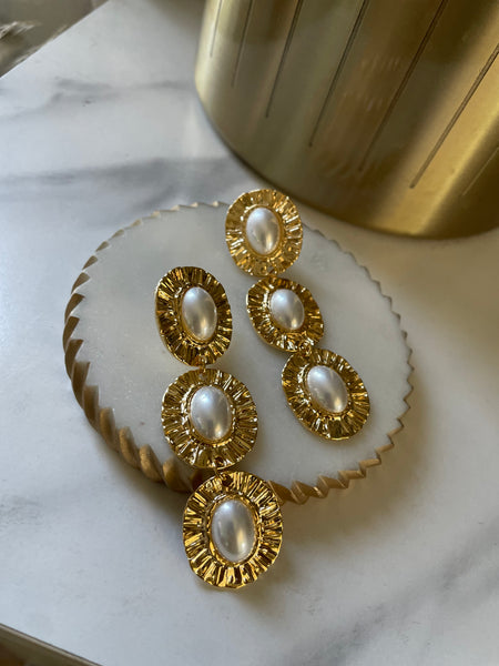 THE CAPRI PEARL DROP EARRINGS (GOLD DIPPED)