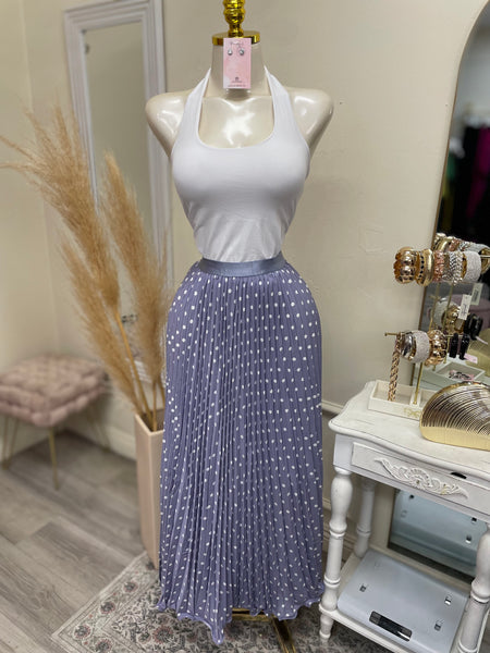 POLKA DOT PLEATED SKIRT- LAVENDER