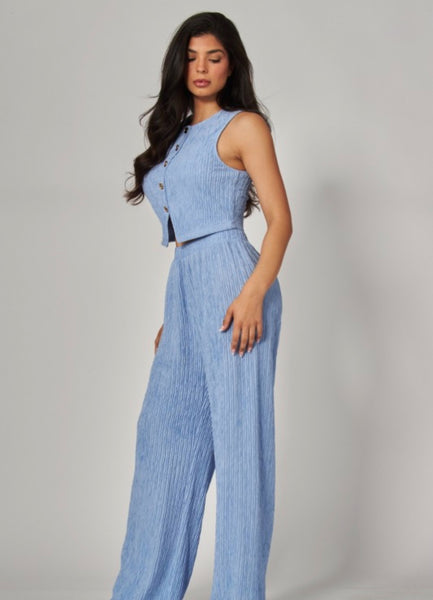 NATALIE VEST SET- BABY BLUE