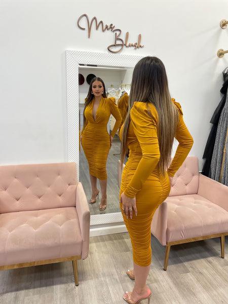 EMMA MIDI DRESS- MARIGOLD