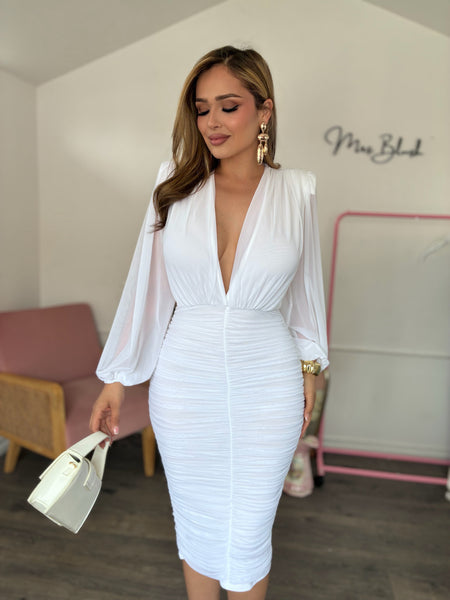 VALERIA MESH MIDI- WHITE