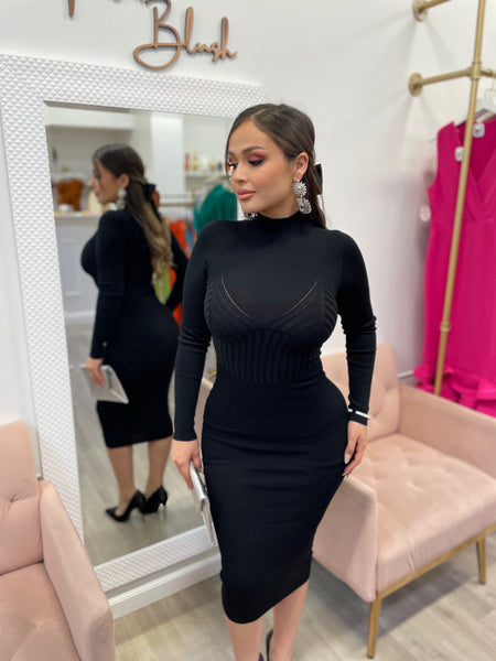 NICOLE KNIT MIDI-BLACK