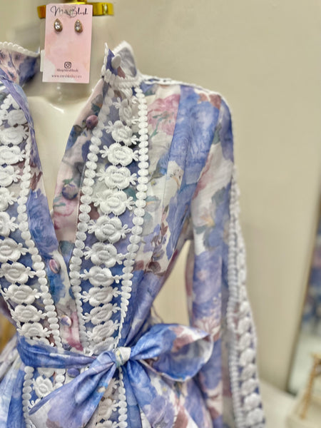 THE ALESSANDRA DRESS- LAVENDER/BLUE