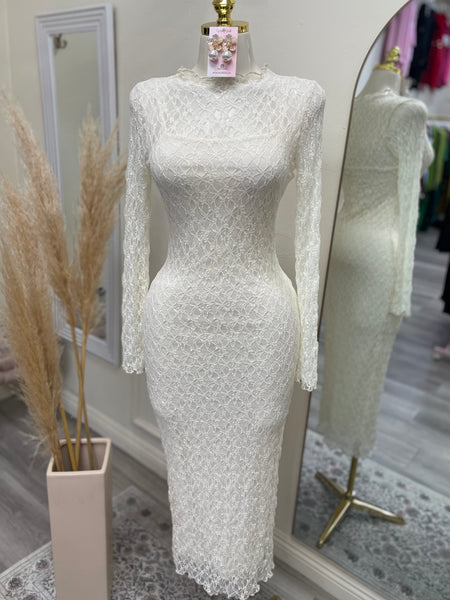 NOELLE LACE DRESS- IVORY