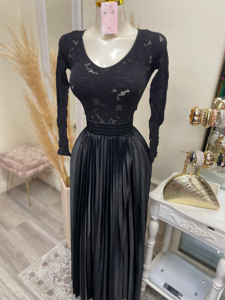 ISABELLE PLEATED SATIN MIDI
