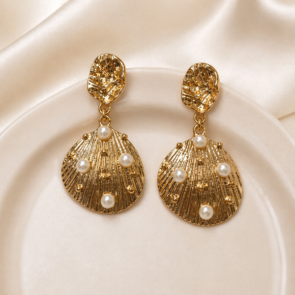 GOLDEN TIDE PEARL DROP EARRINGS