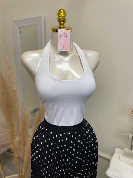 EMILEE HALTER TOP- WHITE