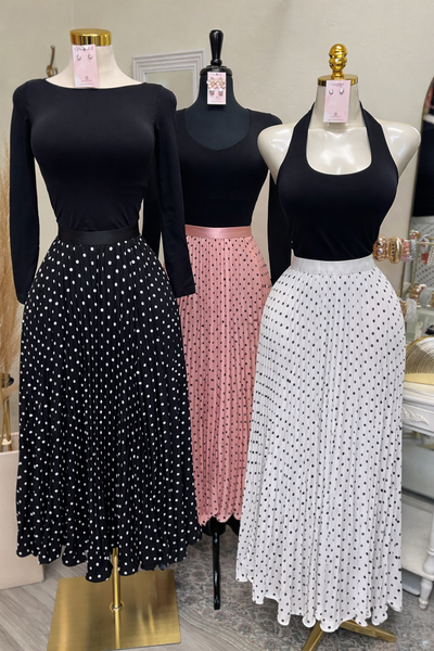 POLKA DOT PLEATED SKIRT