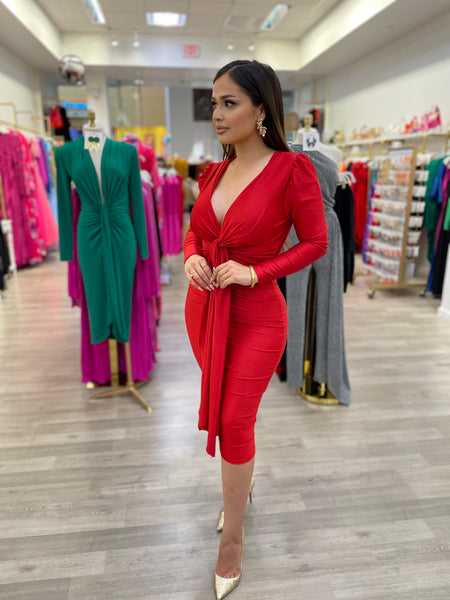 DESIREE MIDI- RED