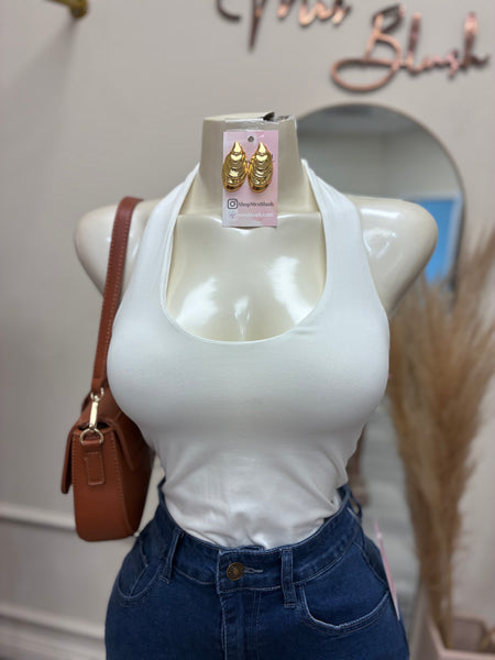 PERFECT FIT HALTER TOP- WHITE