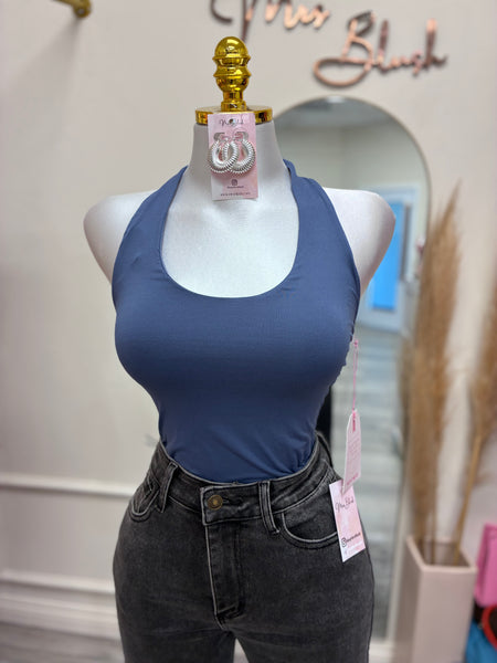 PERFECT FIT HALTER TOP- BLUE