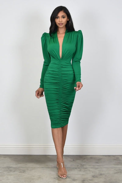 EMMA MIDI DRESS- GREEN