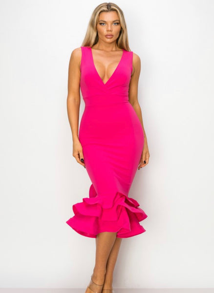 OLIVIA STRUCTURED MIDI- PINK