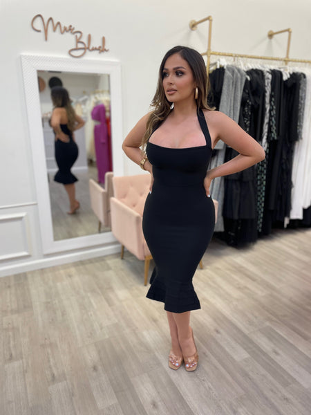 EMILIA BANDAGE MIDI- BLACK