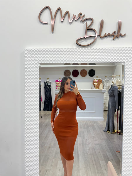 EMMA KNIT MIDI- TERRACOTTA