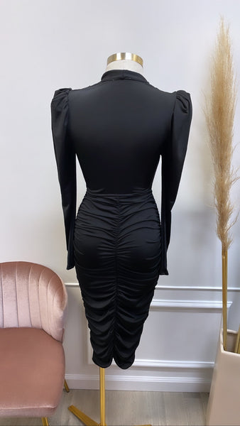 EMMA MIDI DRESS- BLACK