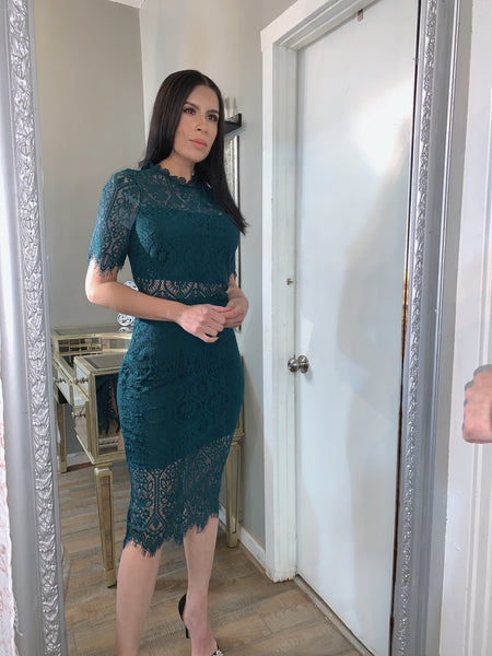 'LOLITA' Emerald Lace Midi