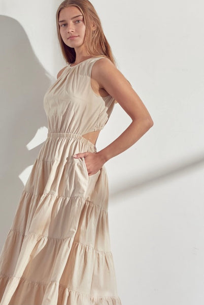 MADISON COCKTAIL MIDI- ALMOND CREAM