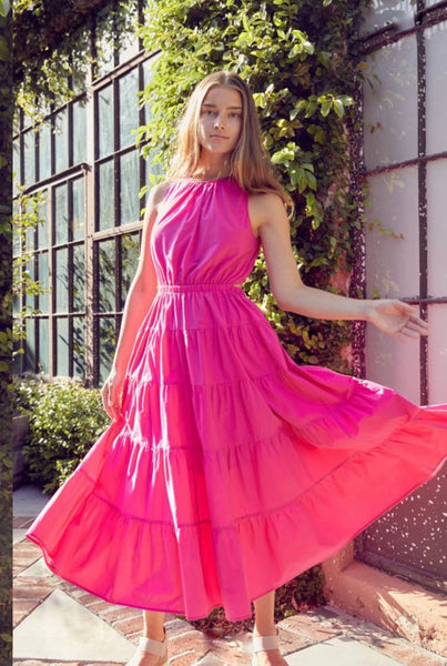 MADISON COCKTAIL MIDI- HOT PINK