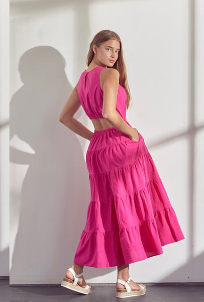 MADISON COCKTAIL MIDI- HOT PINK