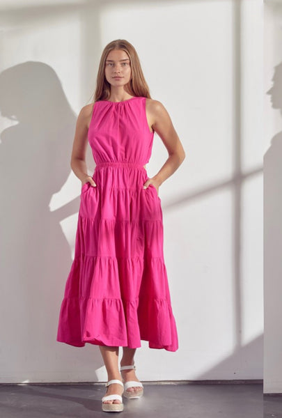 MADISON COCKTAIL MIDI- HOT PINK