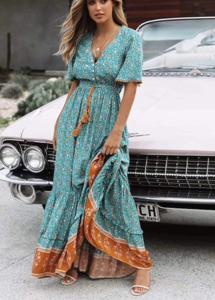SAM RUFFLE FLOW BOHEMIAN DRESS